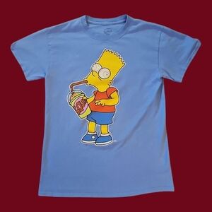 THE SIMPSONS Baby Blue Graphic Squishy Brain Freeze Bart T-Shirt